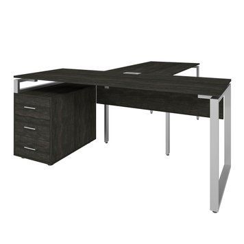 Офісний письмовий стіл керівника Loft Details LB180 з брифінгом Морське дерево з царгою 1111149 фото