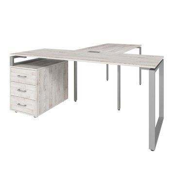Офісний письмовий стіл керівника Loft Details LB180 з брифінгом Сосна лофт біла 1101159 фото