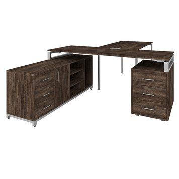 Офісний письмовий стіл керівника Loft Details FLB180 з брифінгом Венге вінтаж 1161119 фото